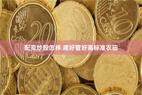 配资炒股怎样 建好管好高标准农田