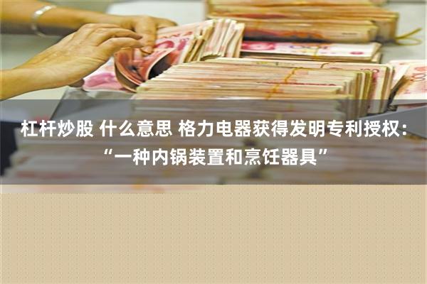 杠杆炒股 什么意思 格力电器获得发明专利授权：“一种内锅装置和烹饪器具”