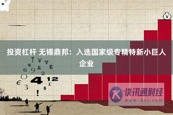 投资杠杆 无锡鼎邦：入选国家级专精特新小巨人企业