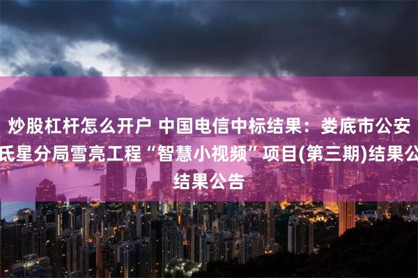 炒股杠杆怎么开户 中国电信中标结果：娄底市公安局氐星分局雪亮工程“智慧小视频”项目(第三期)结果公告
