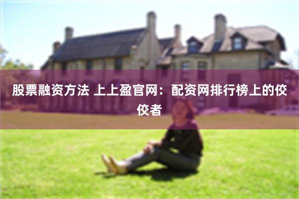 股票融资方法 上上盈官网：配资网排行榜上的佼佼者