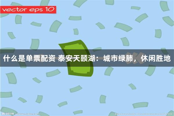 什么是单票配资 泰安天颐湖：城市绿肺，休闲胜地