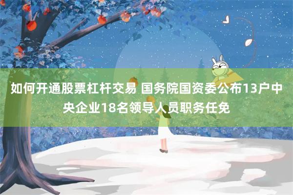 如何开通股票杠杆交易 国务院国资委公布13户中央企业18名领导人员职务任免