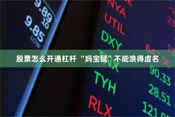 股票怎么开通杠杆 “妈宝鼠”不能浪得虚名