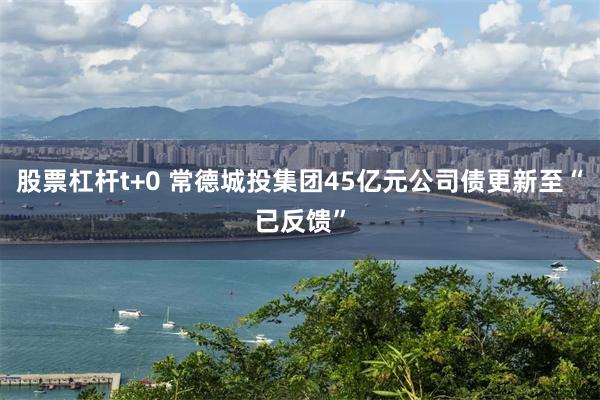 股票杠杆t+0 常德城投集团45亿元公司债更新至“已反馈”