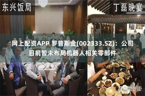 网上配资APP 罗普斯金(002333.SZ)：公司目前暂未布局机器人相关零部件