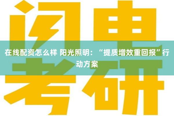 在线配资怎么样 阳光照明：“提质增效重回报”行动方案