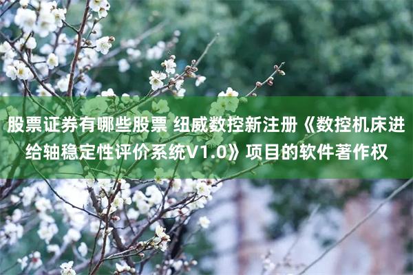 股票证券有哪些股票 纽威数控新注册《数控机床进给轴稳定性评价系统V1.0》项目的软件著作权