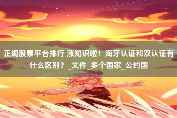 正规股票平台排行 涨知识啦！海牙认证和双认证有什么区别？_文件_多个国家_公约国